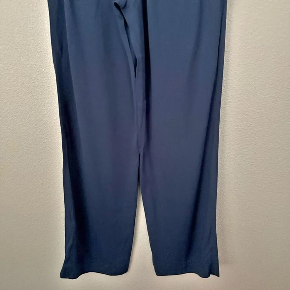 MASSIMO DUTTI | Wide-leg Trousers With Darts Pleats Navy Blue Viscose | Size 4 - Picture 6 of 8